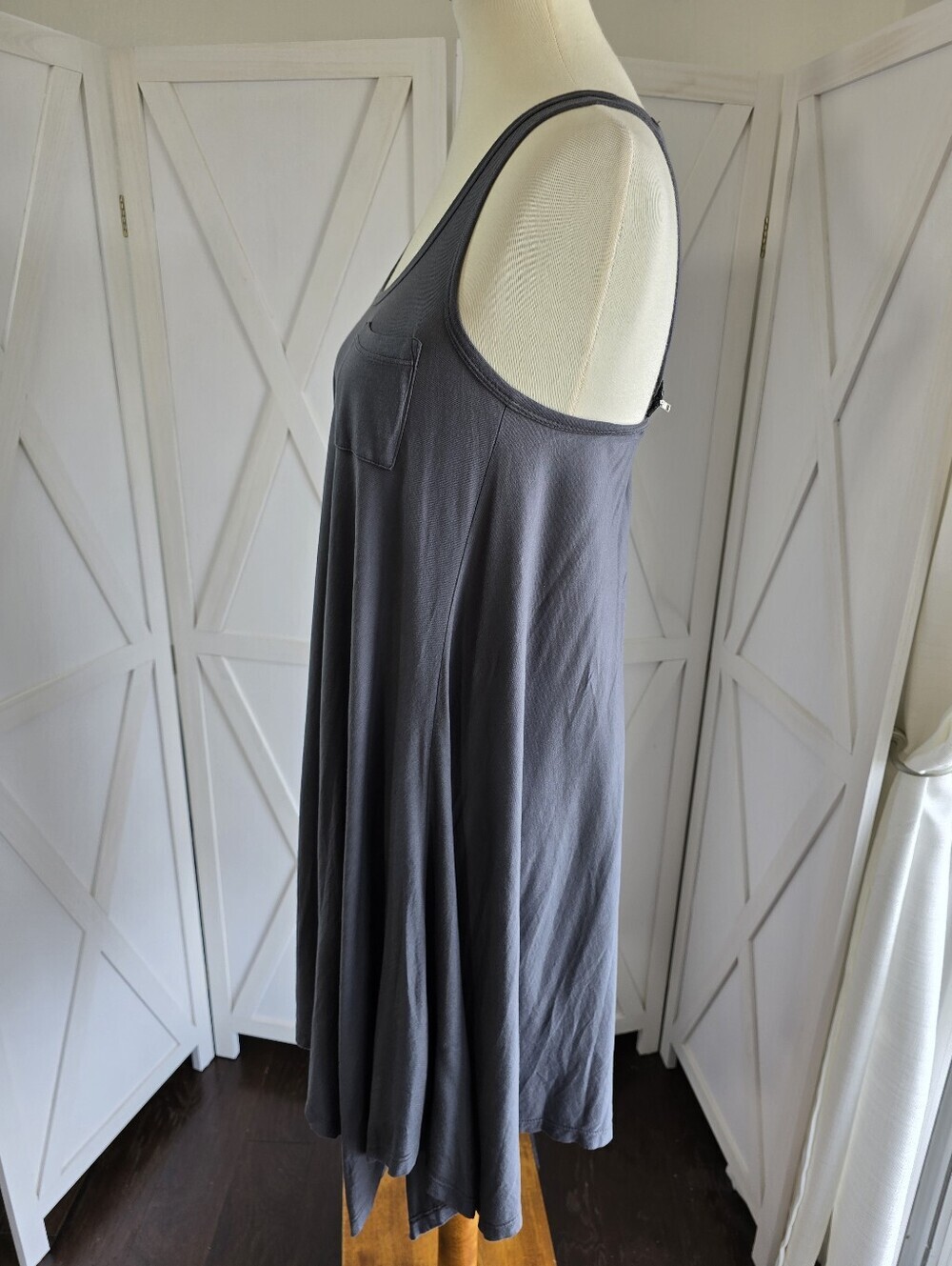 7 For All Mankind Sleeveless Aysemmetrical Gray Swingy Dress - Picture 5 of 9